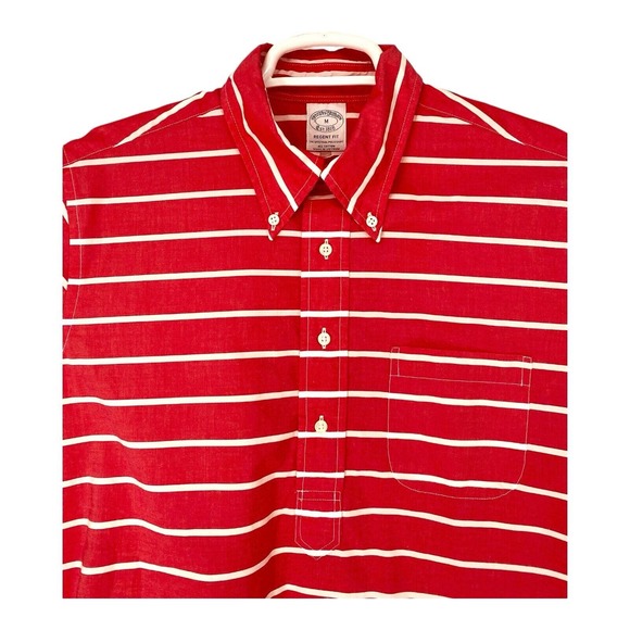 Brook Brothers Striped Shirt Mens Button Up Short Sleeves Sz Medium M - Picture 8 of 9